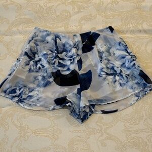 Size XS Mumu skorts; light blue with blue floral design